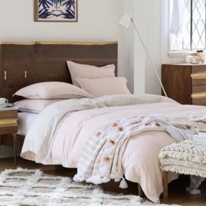 Anthropologie 3pc linen duvet cover & pillow shams